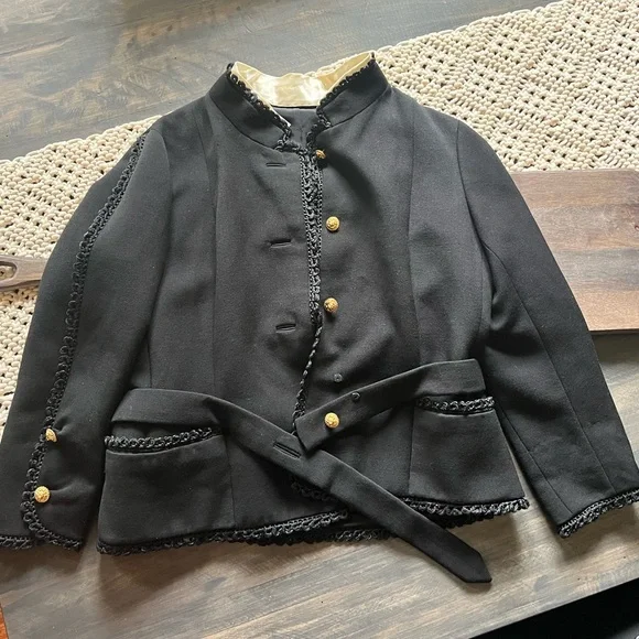 Holt Renfrew Vintage Black Wool Jacket & Skirt Set Size 6 Excellent - Picture 9 of 15